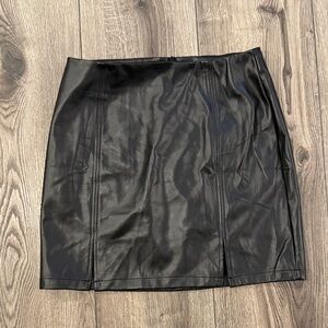 Elegant Black Faux Leather Skirt
